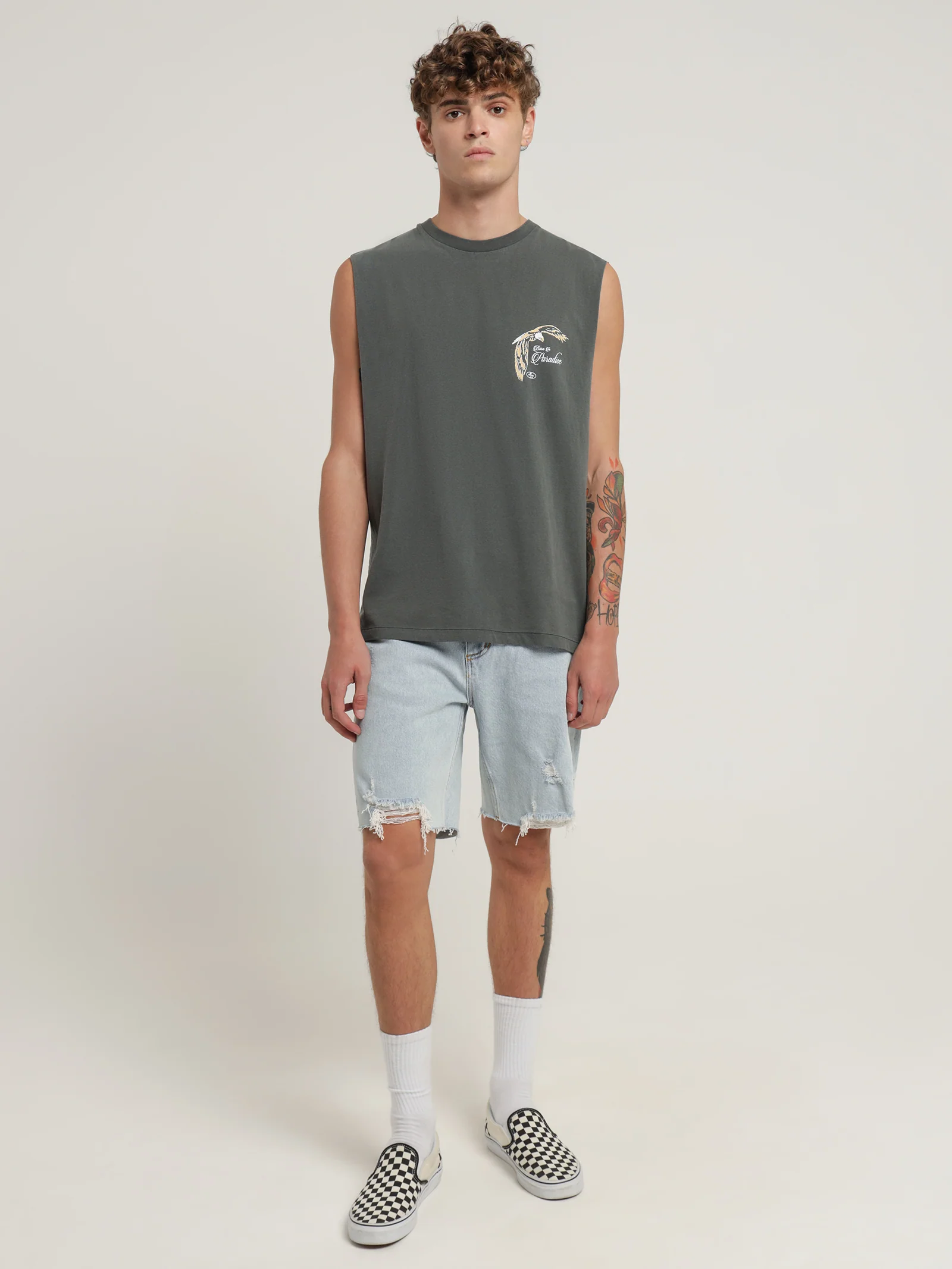 Destroyed Bones Denim Shorts