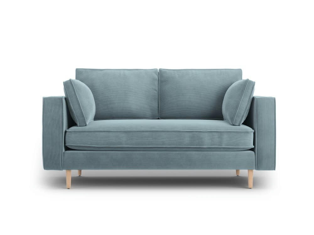 ALEXIS - Canapé 2 places en tissu structuré bleu clair