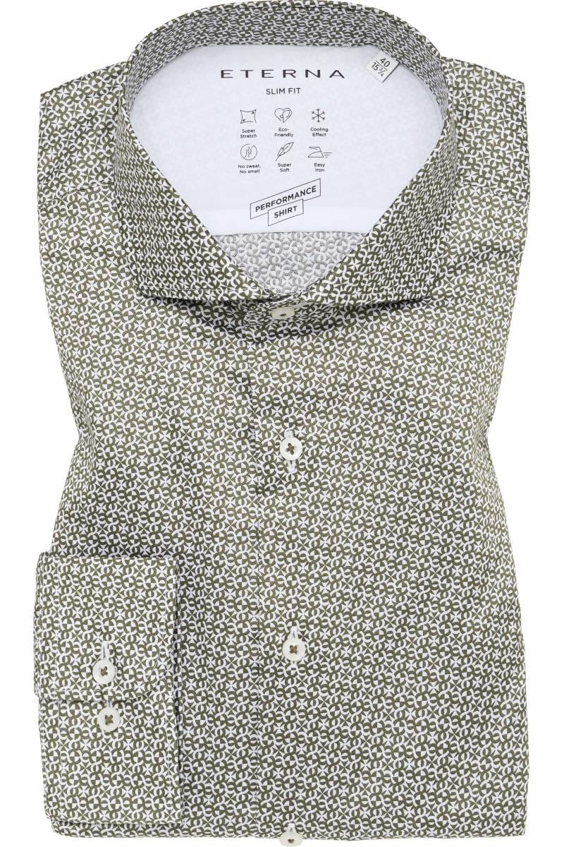 ETERNA Performance Slim Fit Tencel Hemd khaki, Bedruckt