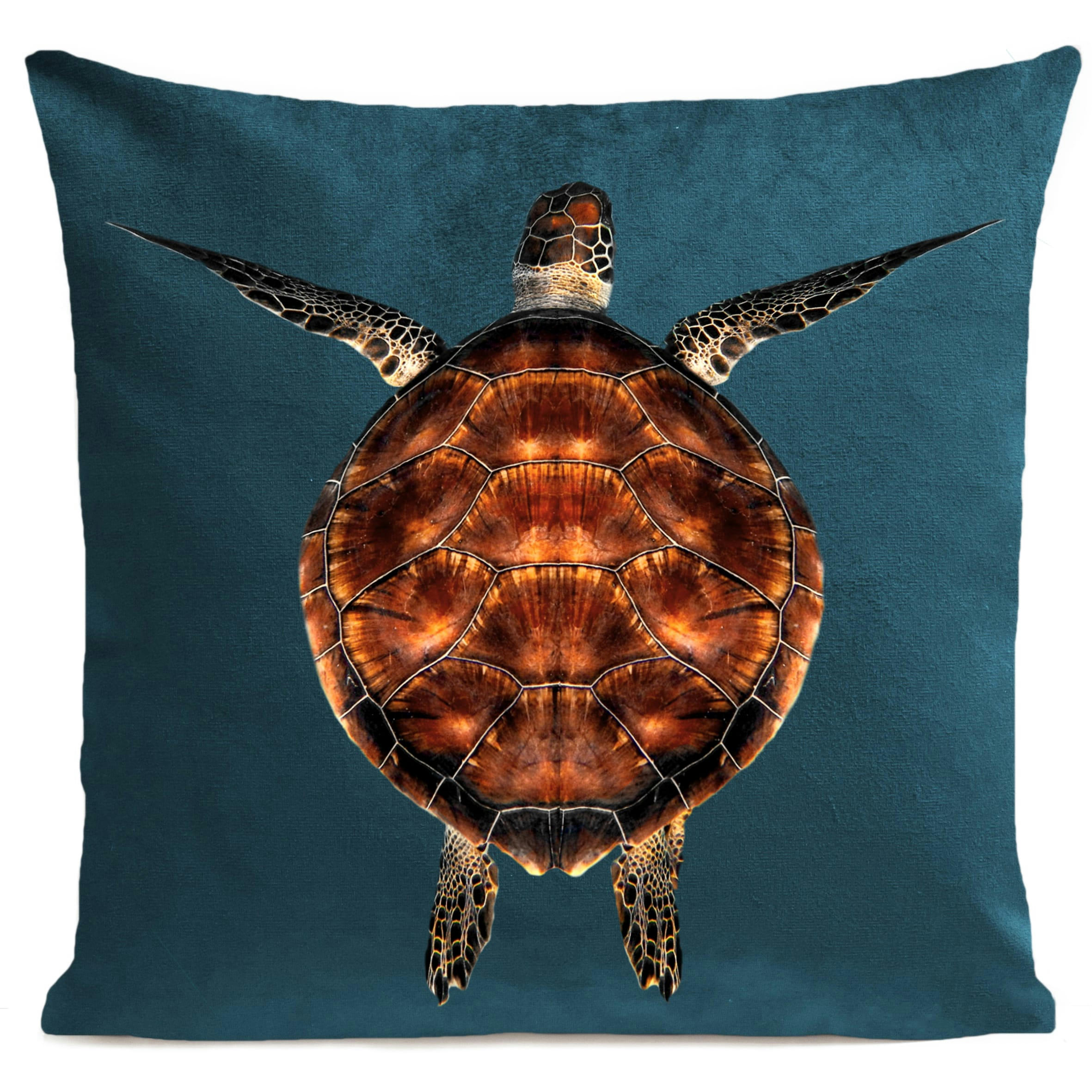 - Coussin bord de mer tortue vert suédine 40x40cm