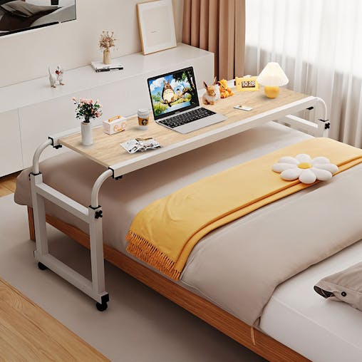 SOGA 2X 120x45cm Wood Cross Bed Movable Desk Table w/ Adjustable Length & Height