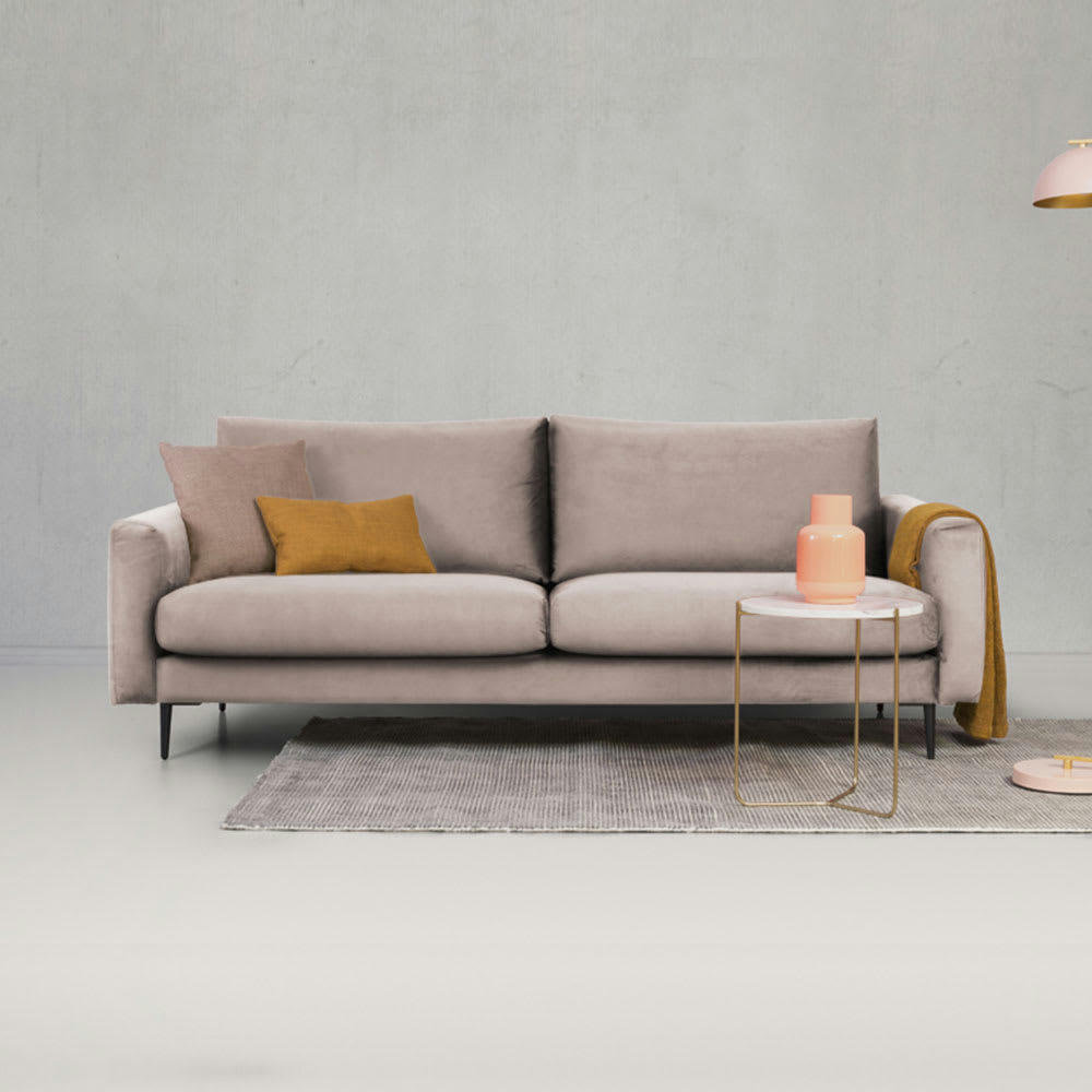 CARUSO - Canapé 3 places velours droit beige