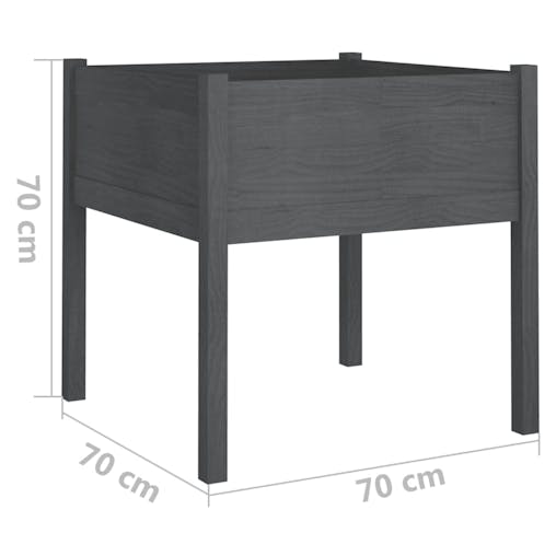 NNEVL Garden Planters 2 pcs Grey 70x70x70 cm Solid Pinewood