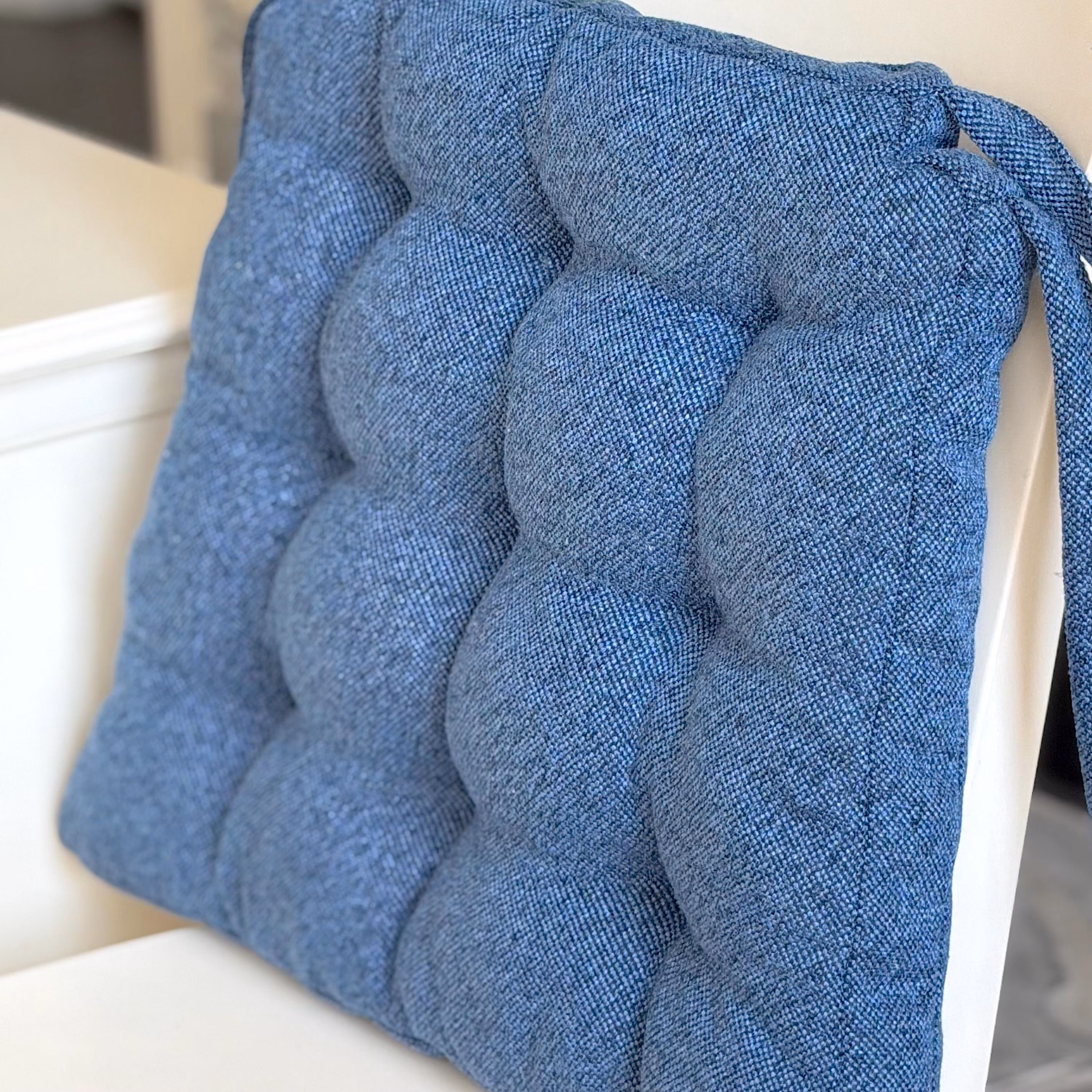 Trapezoid Chair Cushion with Ties, Tweed Dining Room Chair Pads, Apartment Decor