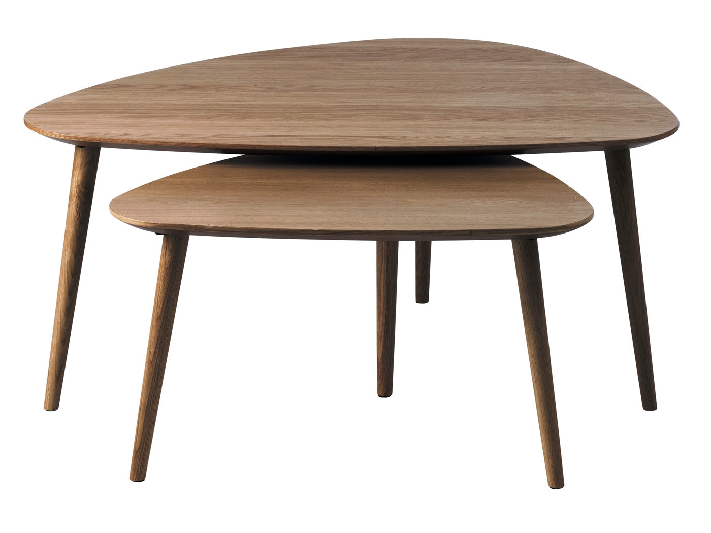 Giga Living - Salontafel Eikenhout Driehoek - Set van 2 - Donkerbruin