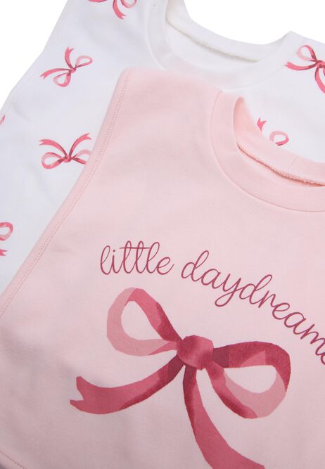 Baby 2pk Pink Bow Print Popover Bibs