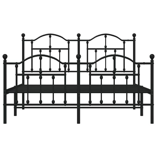 NNEVL Metal Bed Frame with Headboard and Footboard Black 153x203 cm Queen