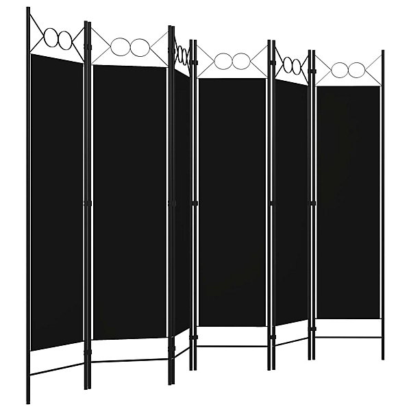 Cloison de séparation 6 panneaux Noir 240x180 cm vidaXL
