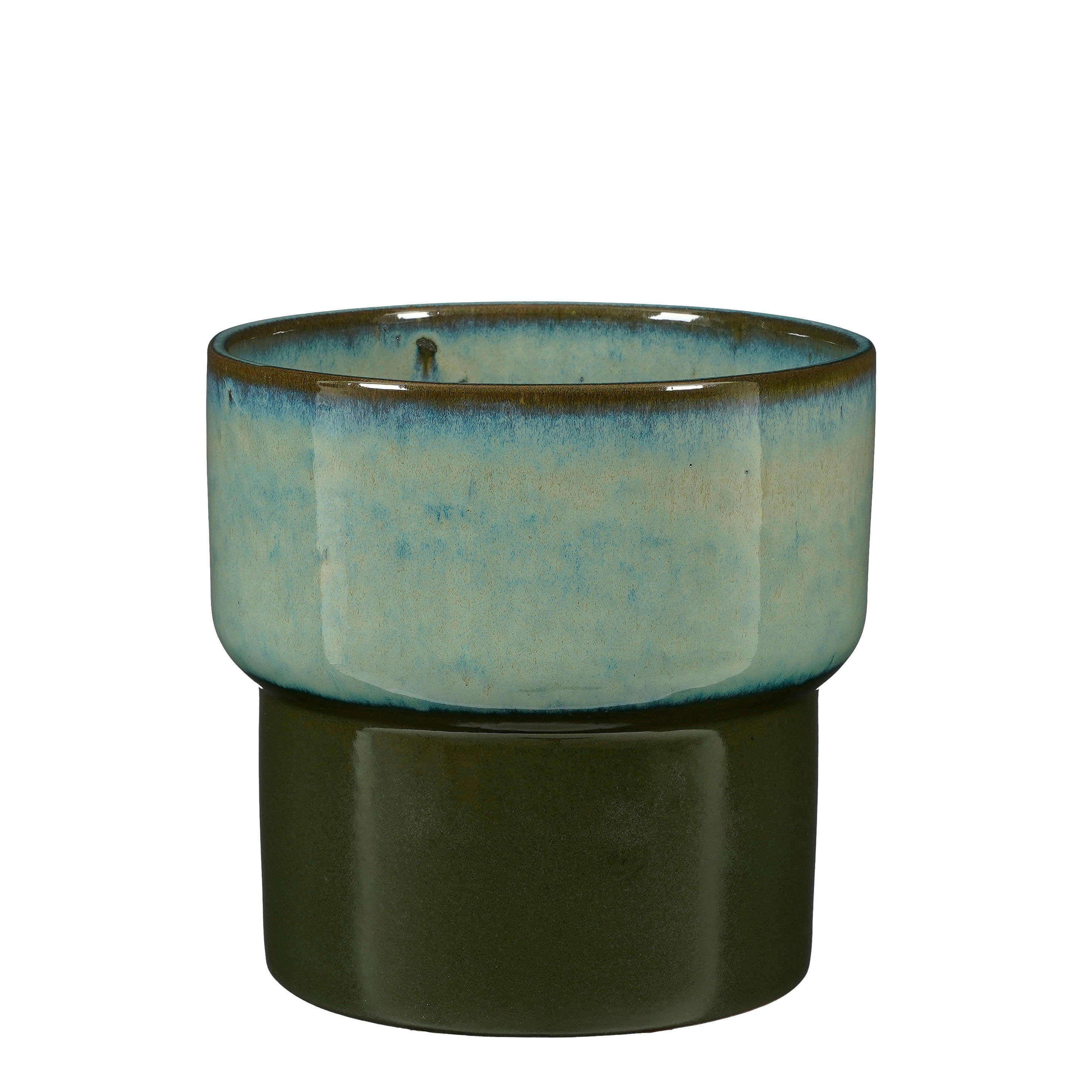 ASTER - Cache-pot en grès vert D22