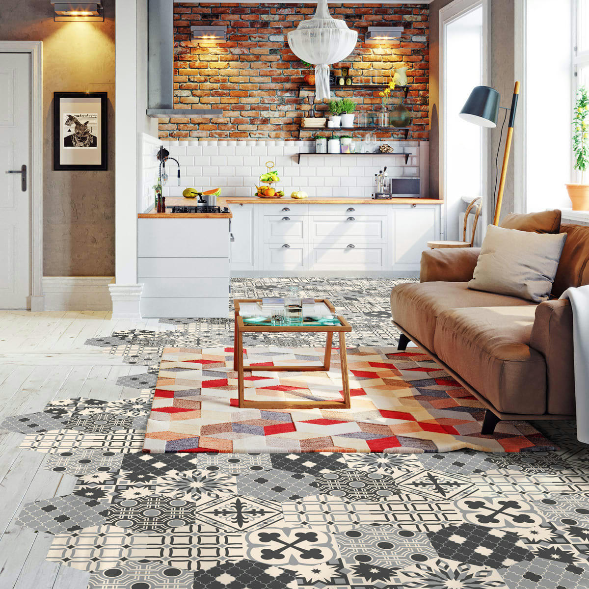 - Stickers sol tomettes alejandro 60x135cm