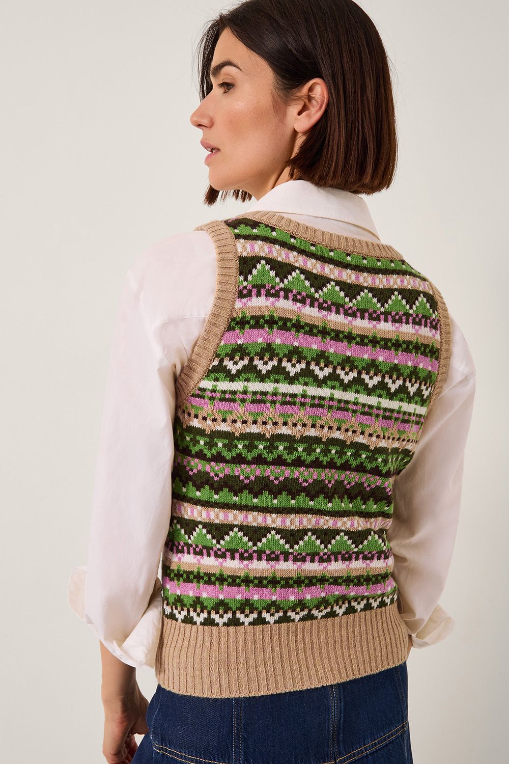 Monsoon Fira Fair Isle Knitted Tank Top Green