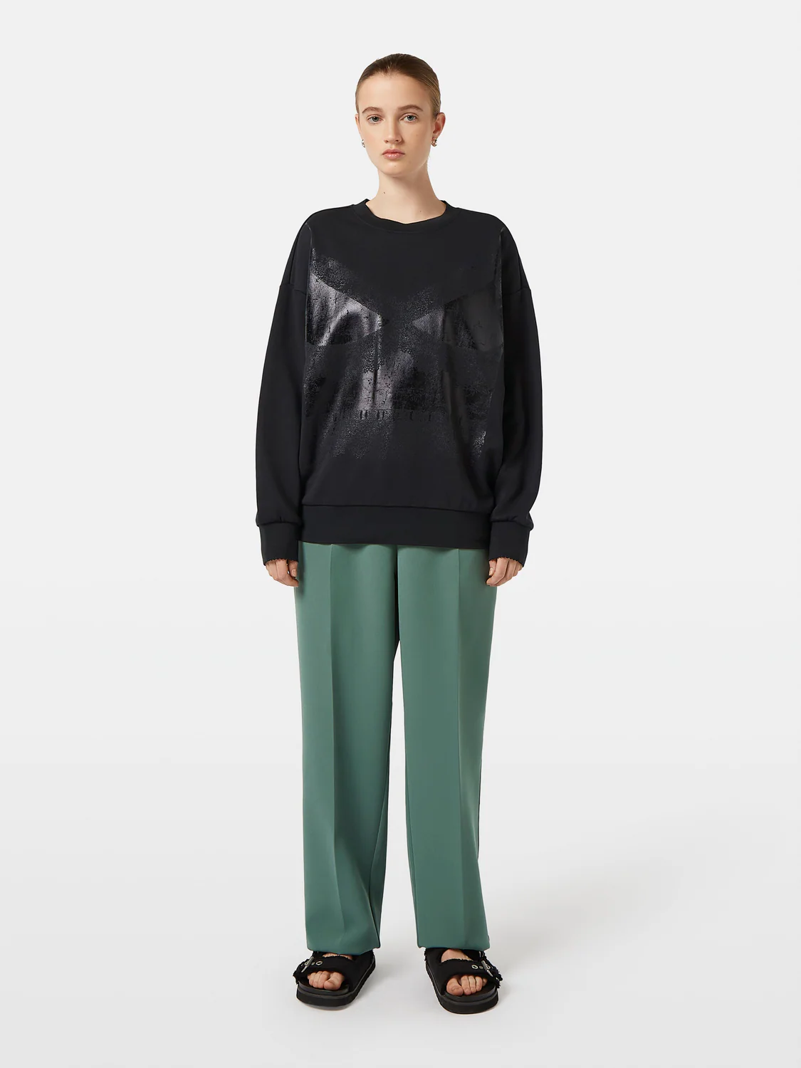 Foil Print Oversized Sweatshirt