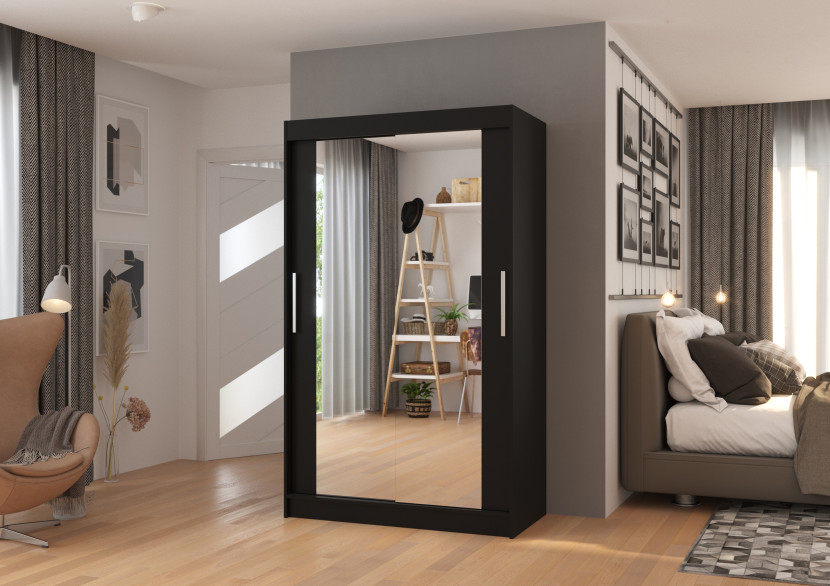 Szafa przesuwna z lustrem TIBAGO 120 Black