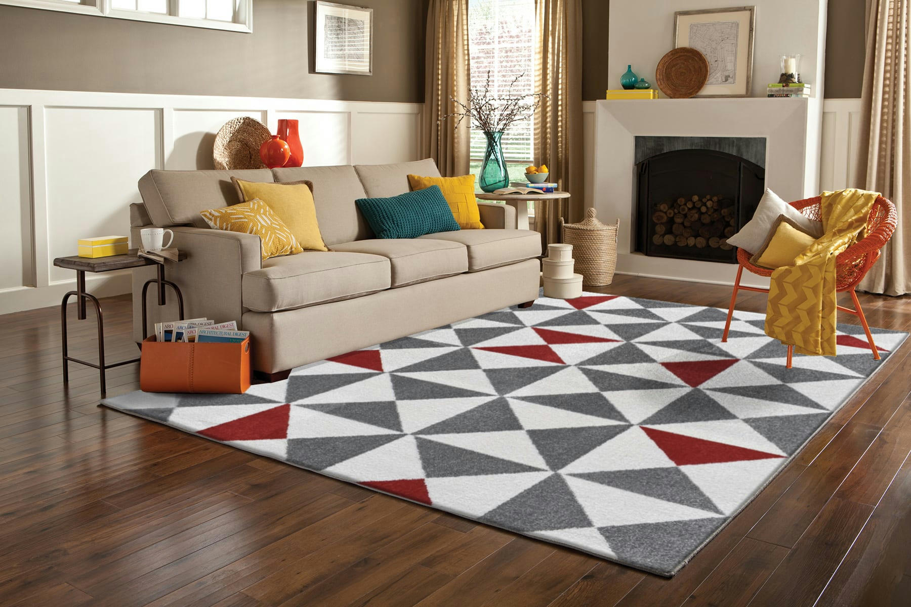 FORSA - Tapis salon de style Scandinave rouge - 120x160