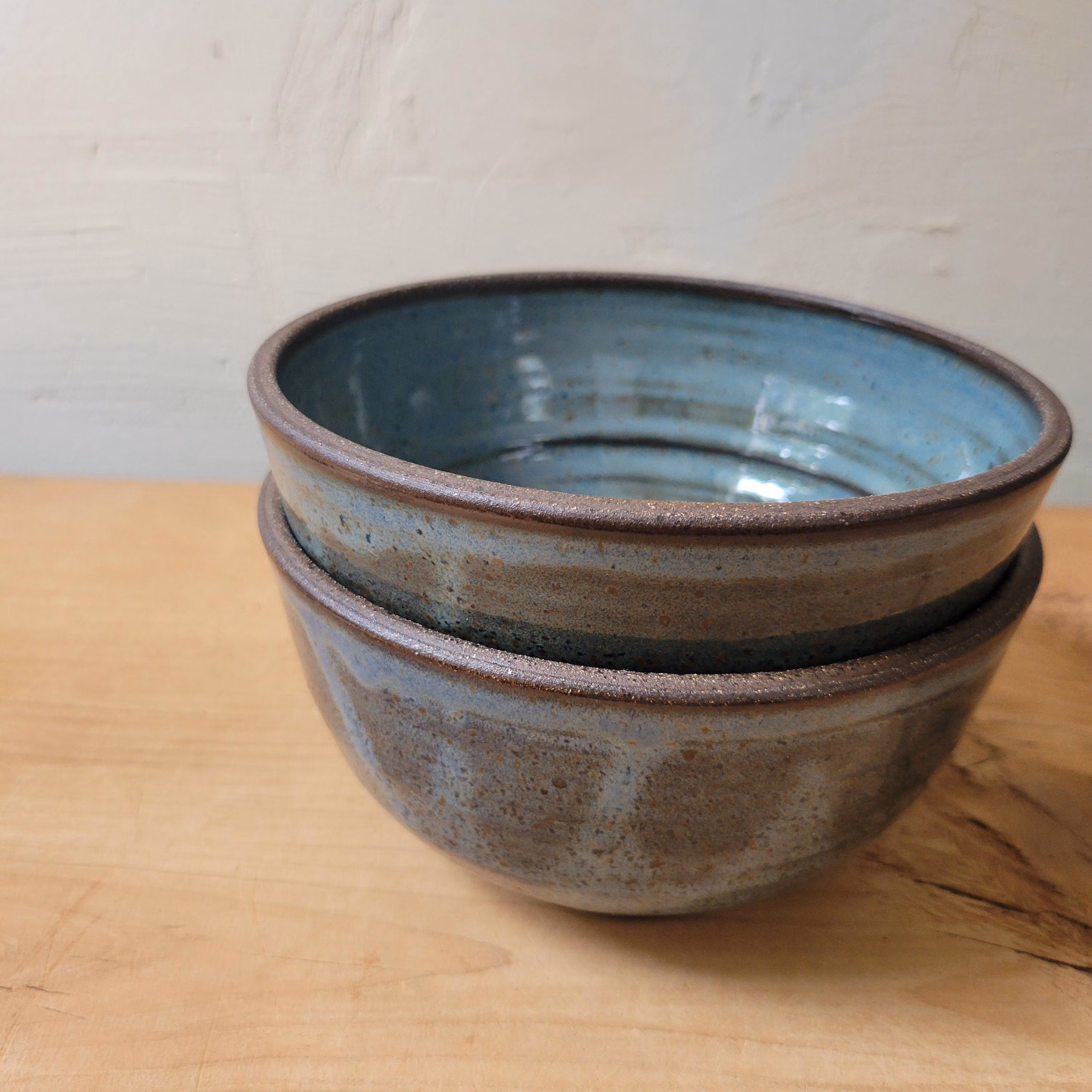 Set of 2 Handmade Cereal Bowls in Denim Blue