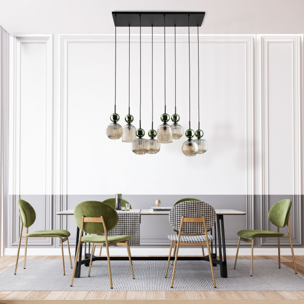 Lampa Wisząca Tk Lighting Sophia Zielone Kulki Koniakowe Ryflowane Klosze