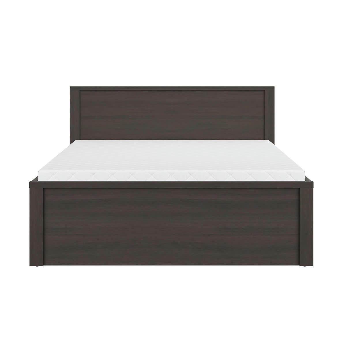 - Lit 160x200 tête de lit haut panneaux agglomérés naturel foncé