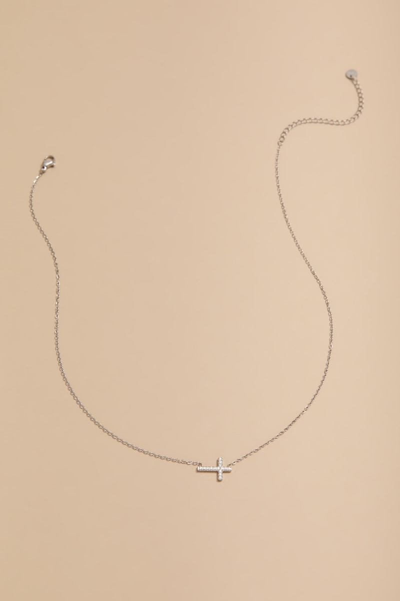 Josie Stainless Steel Sideways Cross Pendant Necklace