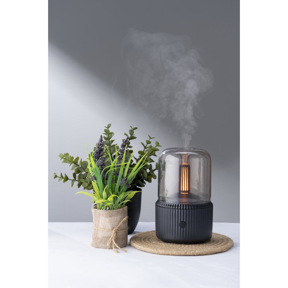 Diffuseur d'huile essentiel ampoule cuivre socle noir Ø10xH15cm