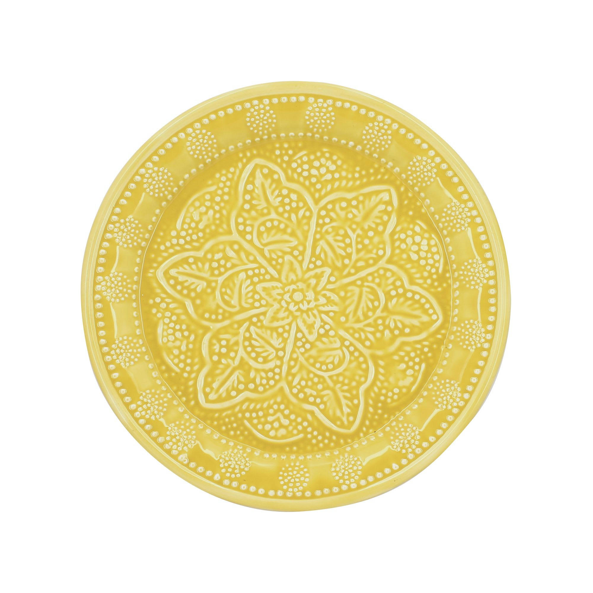 BOMBAY - Plateau rond en métal émaillé jaune Ø32,5cm
