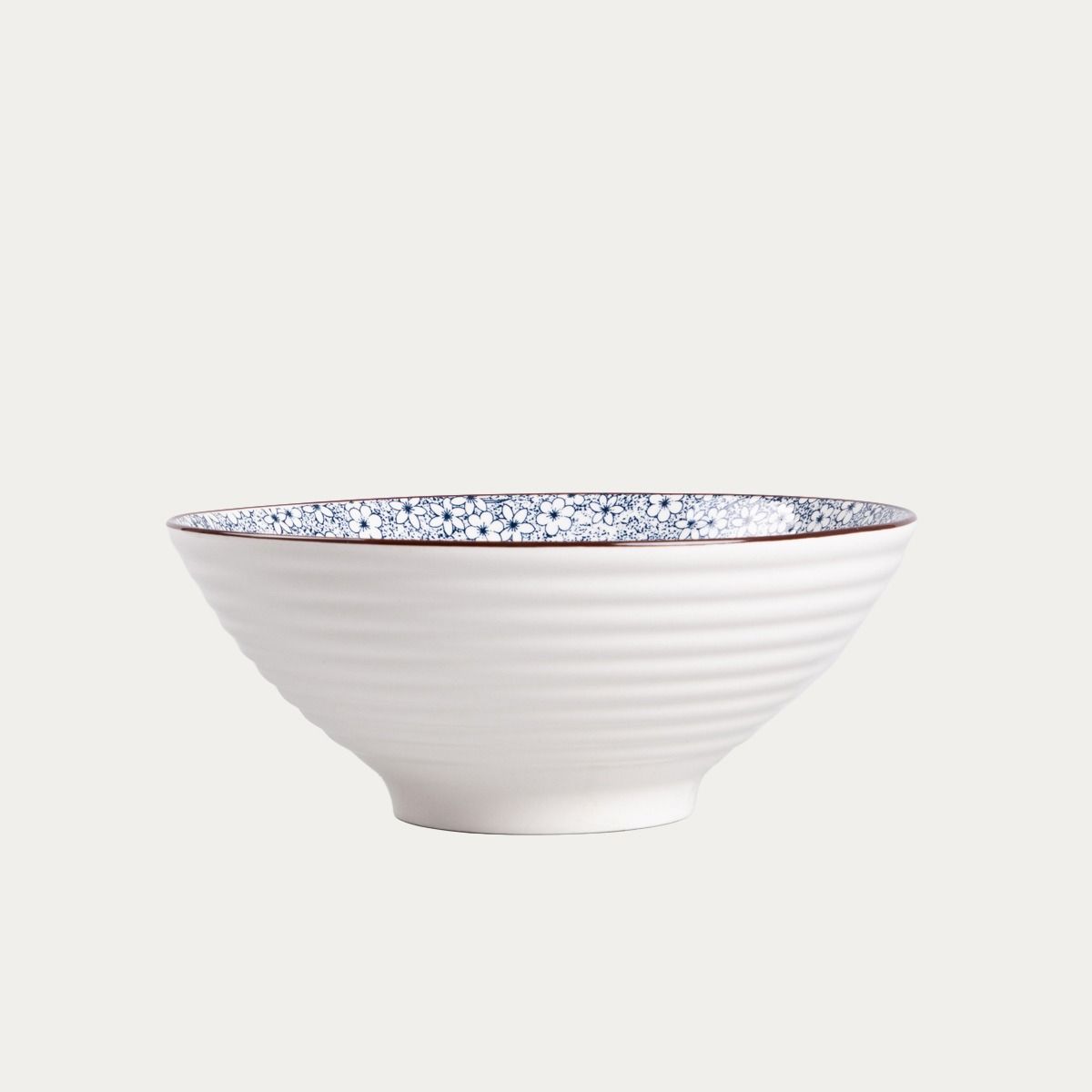 Zestaw do ramen SALADO w kwiatki z brązowym rantem 21 cm