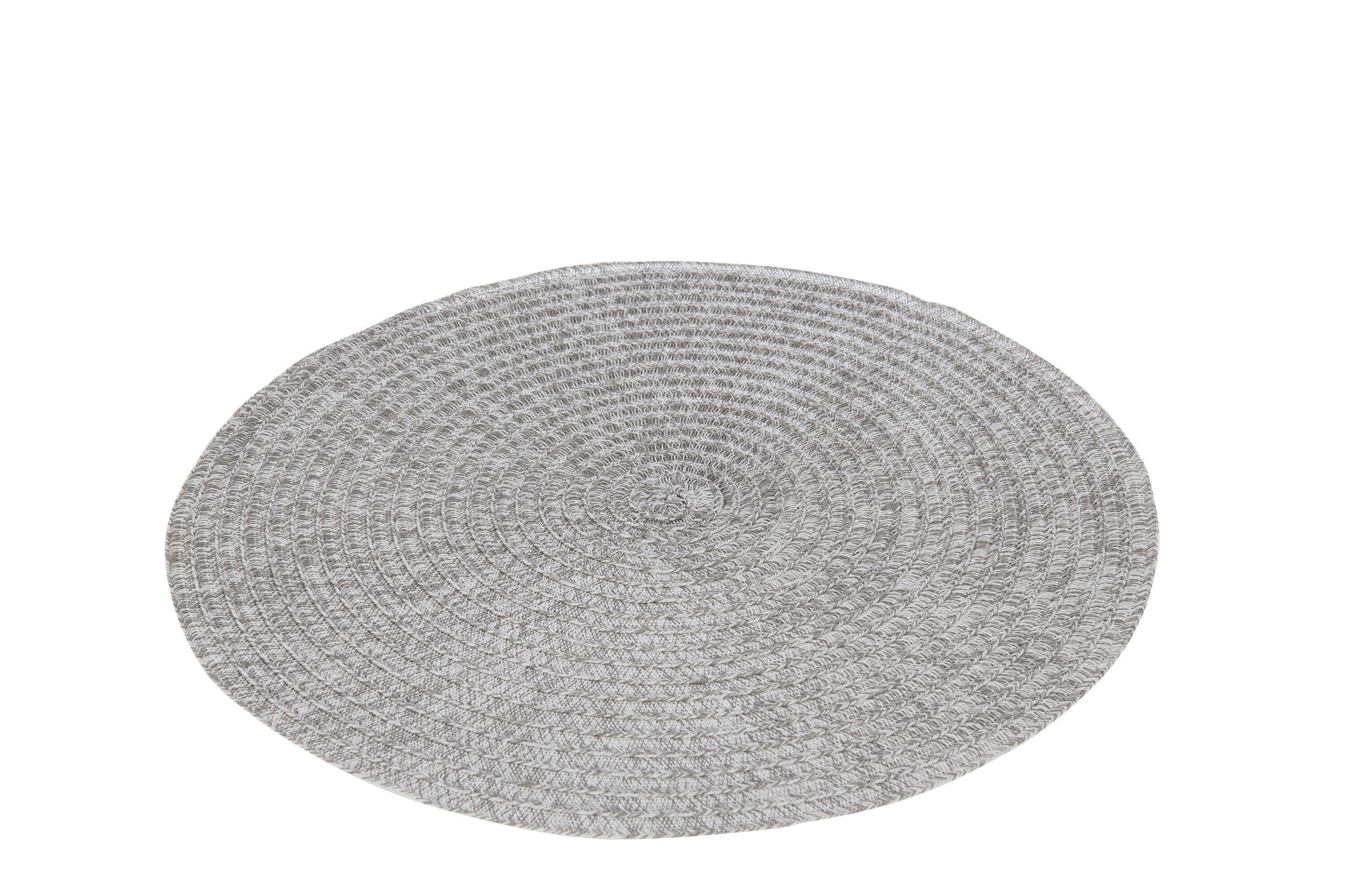J-Line placemat Rond Gevlochten - kunststof - grijs - 6 stuks