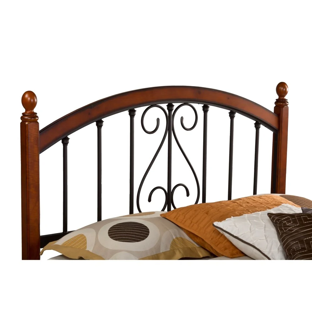 Copper Grove Vyshhorod Cherry-finished Wood and Metal Headboard with Rails