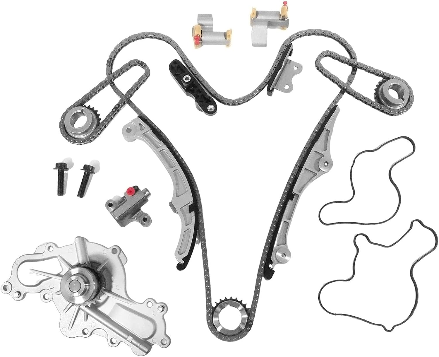 3.5 3.7L Timing Chain Kit w/Water Pump Fits for Ford Edge 07-10/ Flex 09-11/ Taurus 08-11, Lincoln MKX MKZ 07-11, Mazda 6 09-11/ CX-9 08-11 3.5 3.7L V6 OE 7T4Z-6256-A 7T4Z-6268-CA