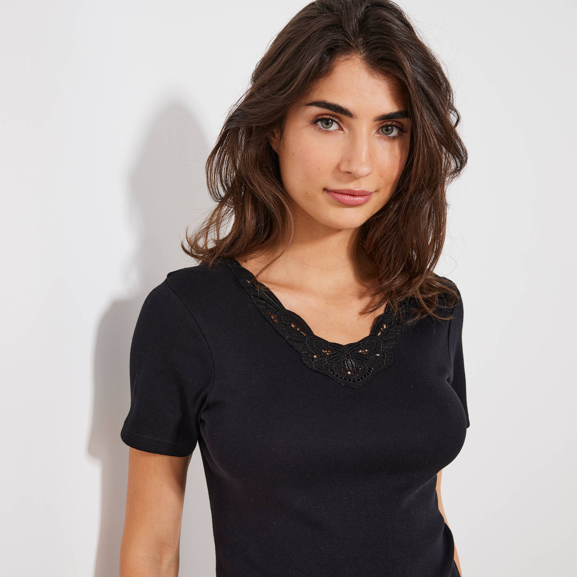 T-shirt manches courtes dentelle