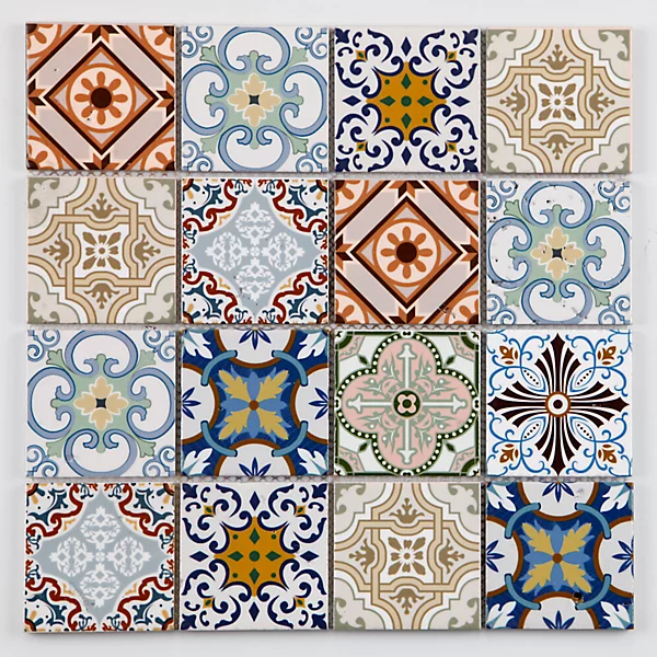 Mosaïque multi-couleur 7,2 x 7,2 cm Bada travertin pierre naturelle