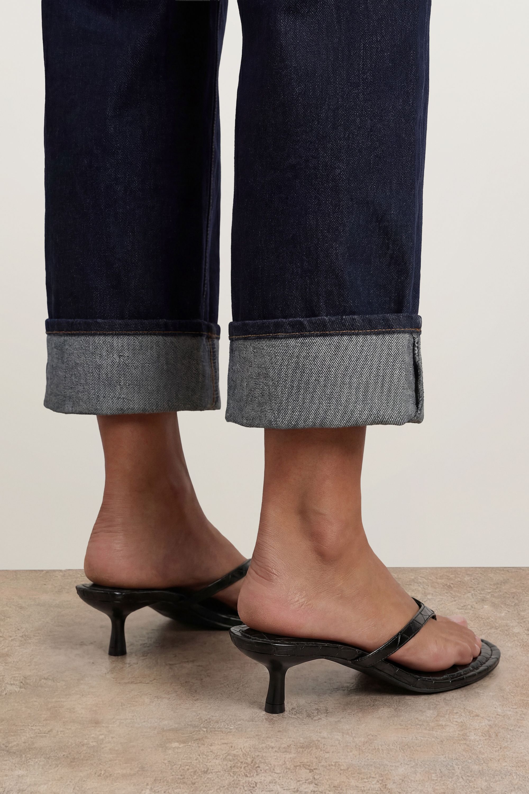 Oasis Julia Faux Croc Toepost Kitten Heel Sandals
