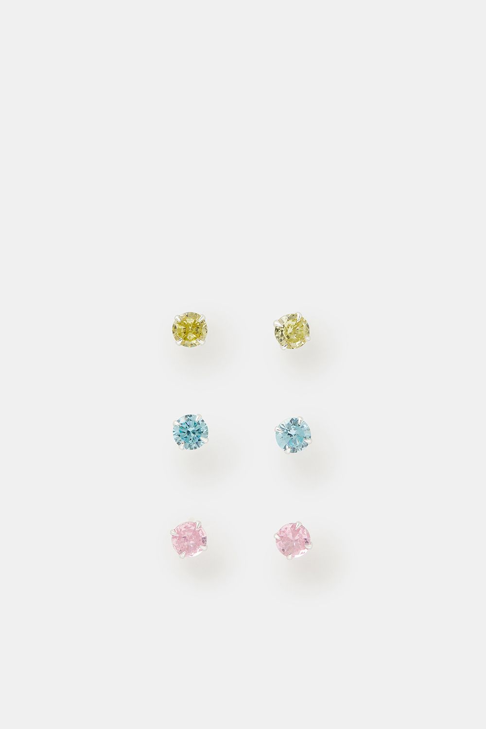 Accessorize 3-Pack Sterling Silver Diamante Stud Earrings
