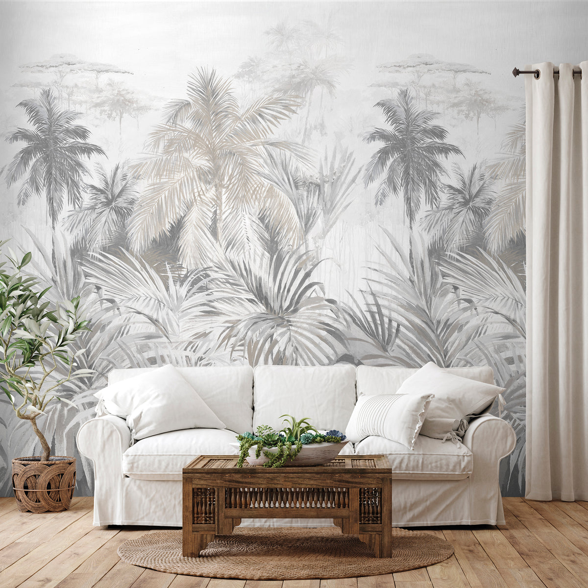 Sanders & Sanders fotobehang jungle-motief grijs - 212 x 295 cm - 640275