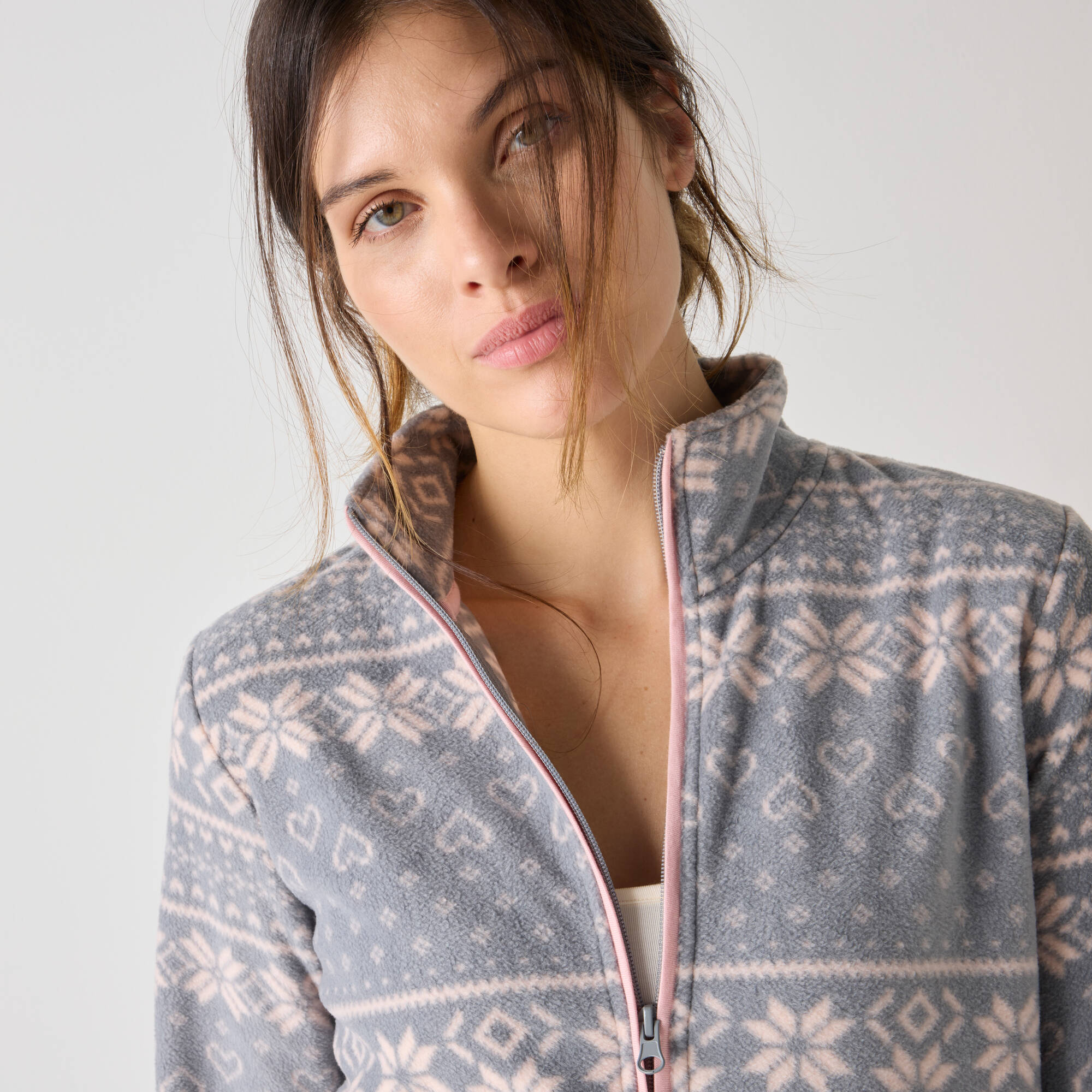 Veste zippée maille polaire imprimée