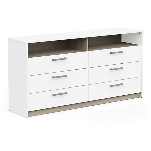 Commode WATSON DEMEYERE 6 tiroirs chêne Kronberg et blanc mat 162,7x39,5x81,1 cm