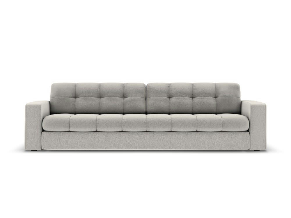 JUSTIN - Canapé 4 places en tissu structuré gris clair