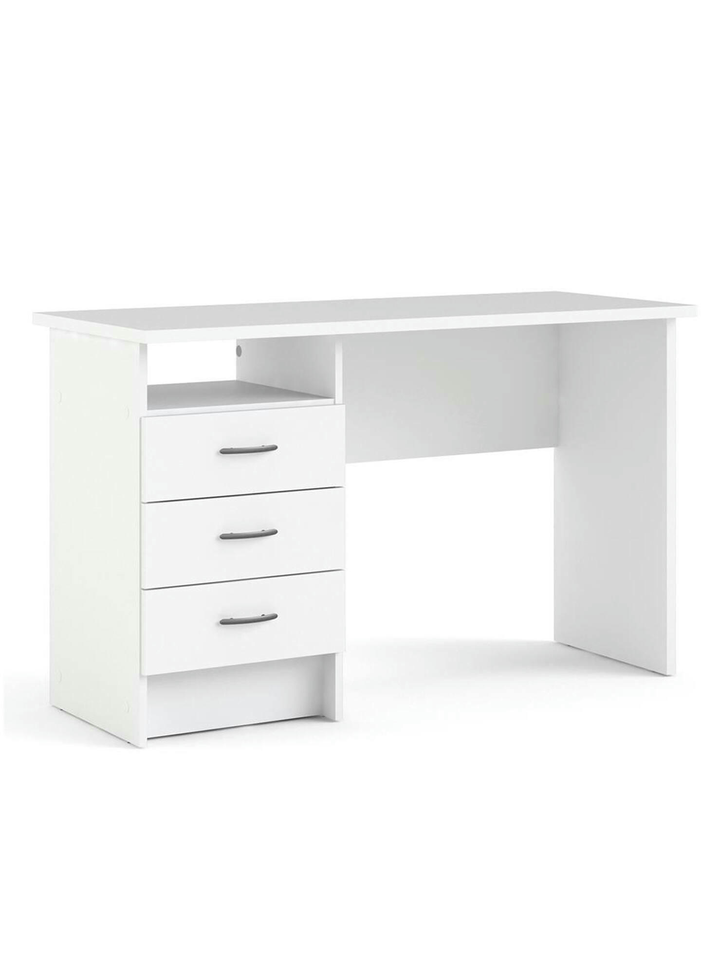 FLORENCE II - Bureau avec 3 tiroirs en bois blanc