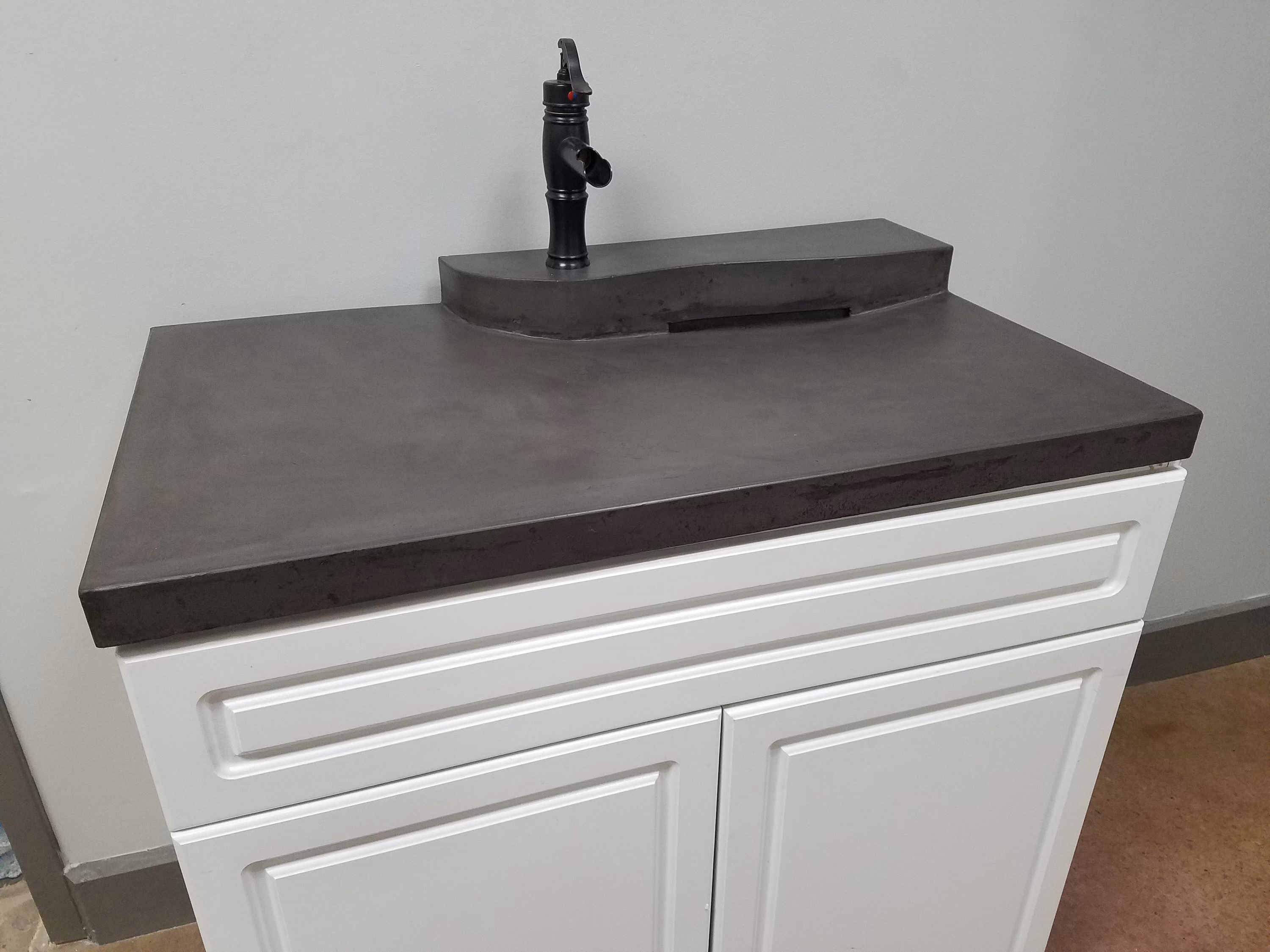 2 Tier Zero Depth Concrete Sink, Bathroom Vanity