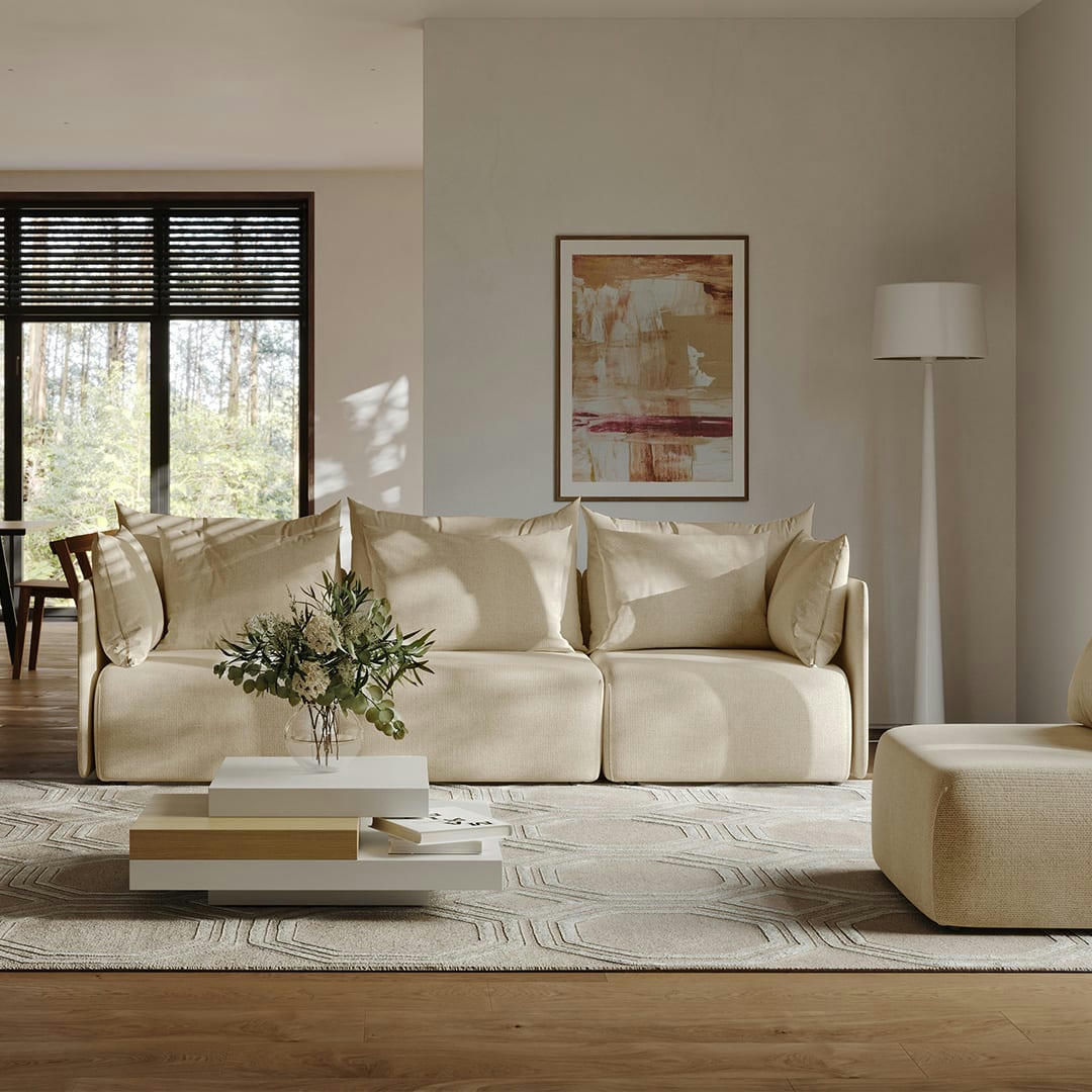 DUNE - Canapé 3 places crème en polyester