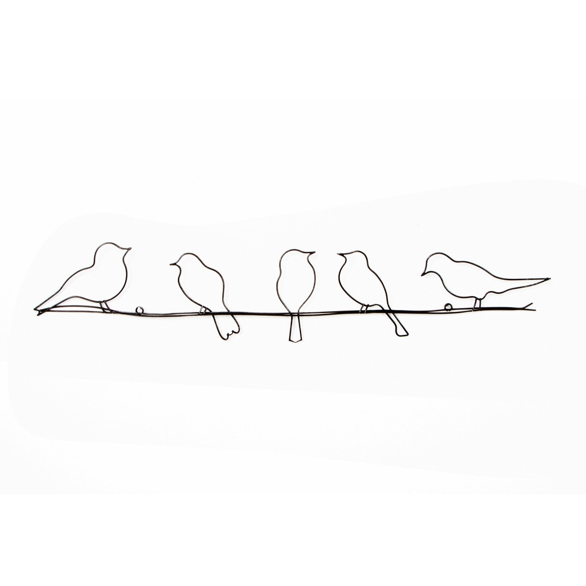 Art for the Home Metal Art - Vogeltjes op draad - Donkergrijs - 60x12,5cm