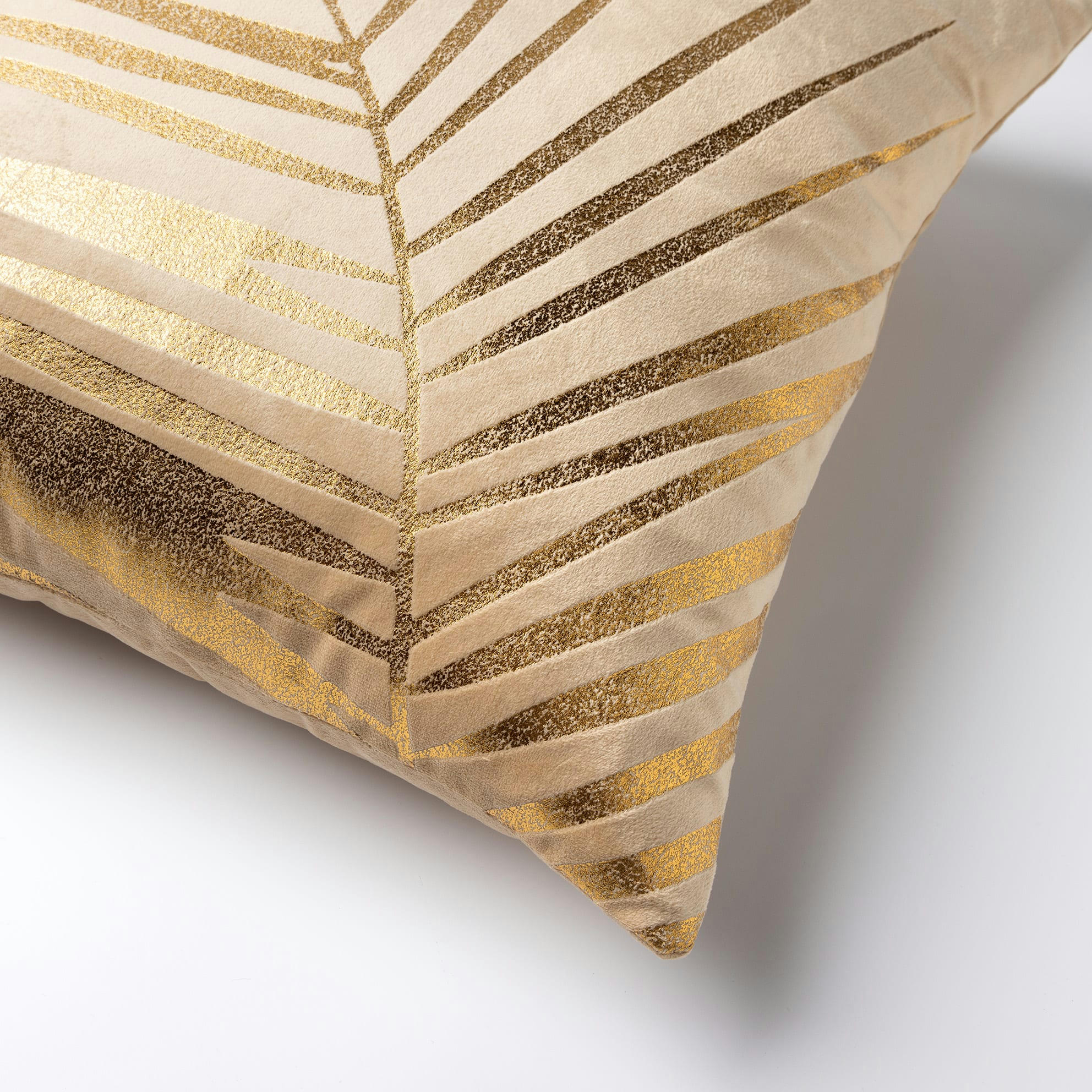 Luno - Coussin - beige en velours 45x45 cm avec motif fleuri