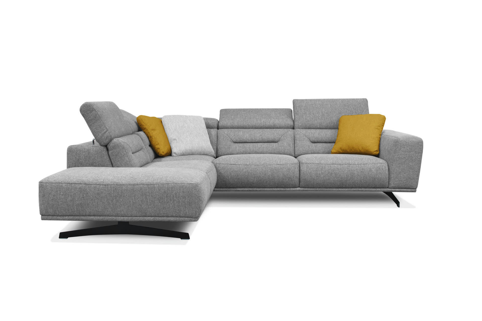 LUCANO - Canapé d'angle gauche 5 places tissu gris