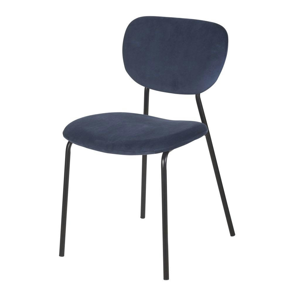 Oscarine Business - Lot de 2 chaises professionnelles en métal noir et velours bleu marine
