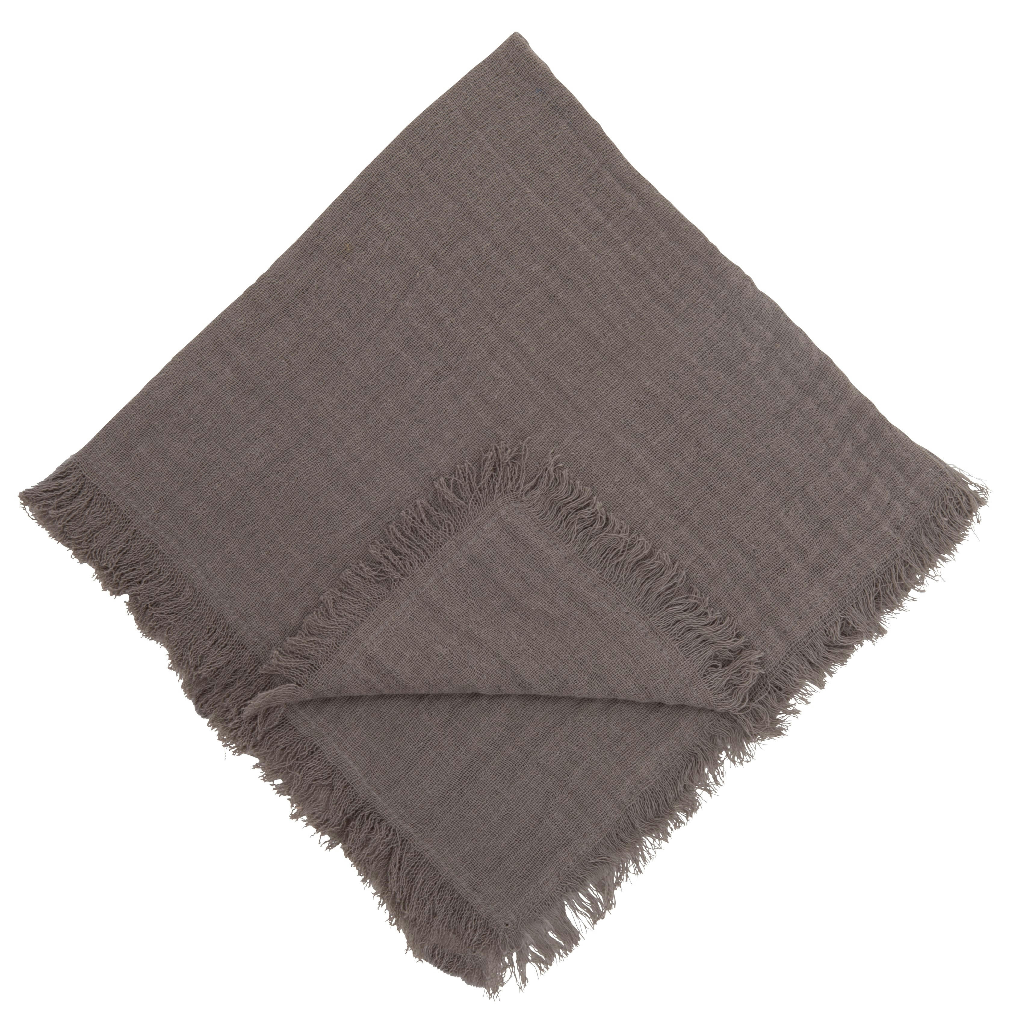 SAPARI - Serviettes en gaze de coton gris à franges 45x45 (x2)