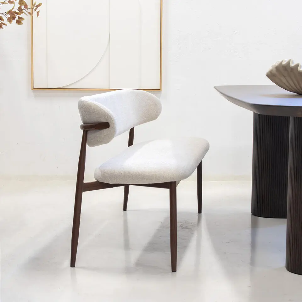 Eetkamerbank - Beige/Walnoot - 200x55x77cm - Alexia