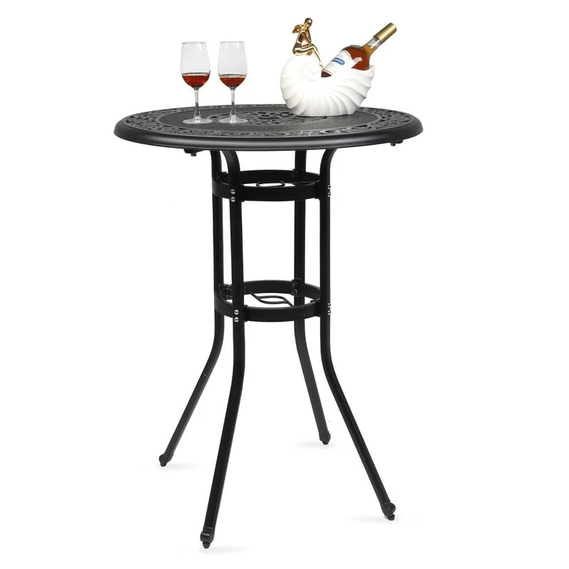 32*32*41 Outdoor Patio Cast Aluminum Round Bar Table - N/A