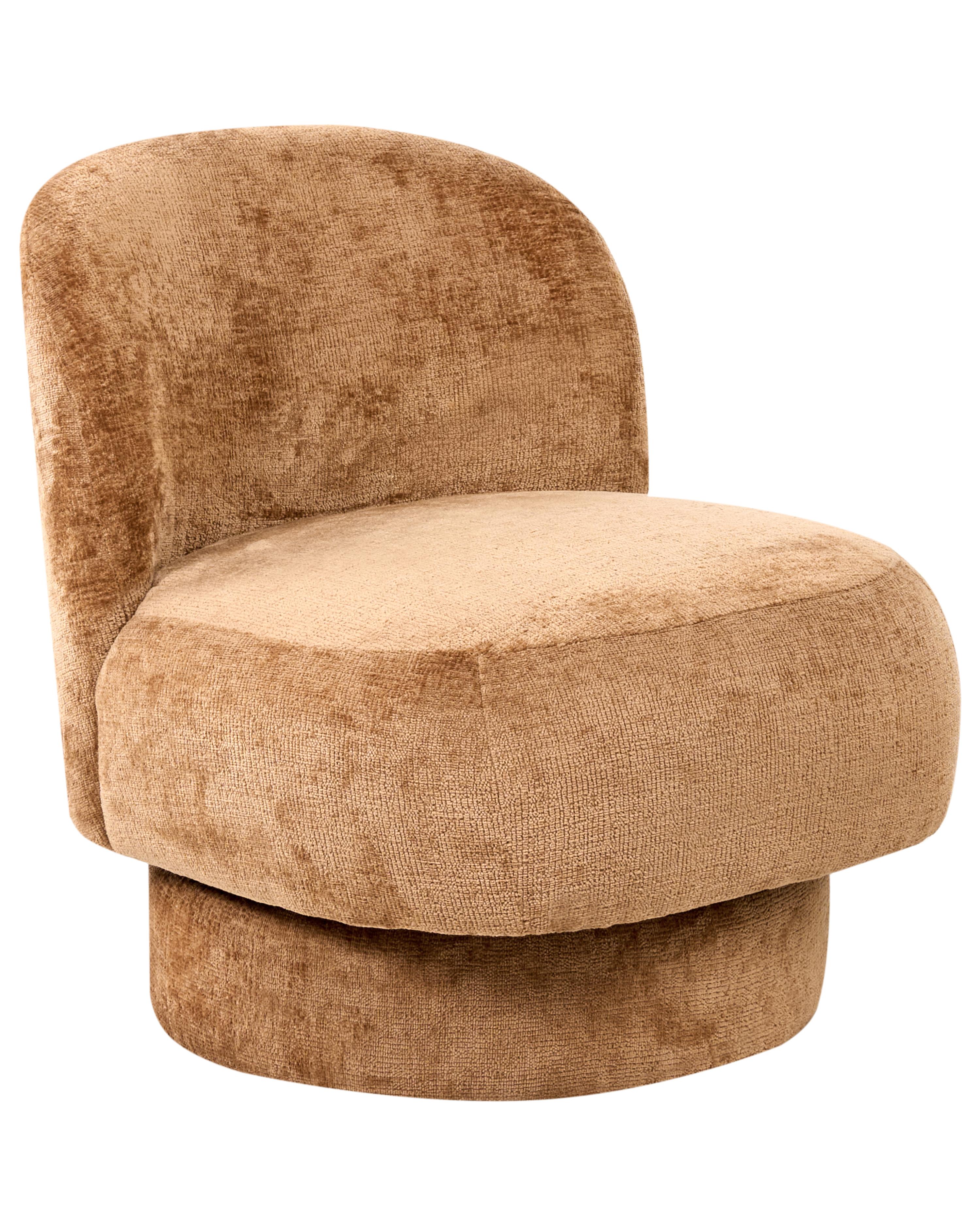 Swivel Armchair AYLO Chenille Golden Brown