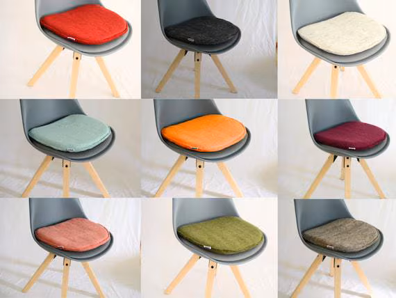 Set of 2, Handmade Wool Chair Pad - Felt Seat Pad With Ultimate Softness And Comfort - Home & Kitchen Chair Mat