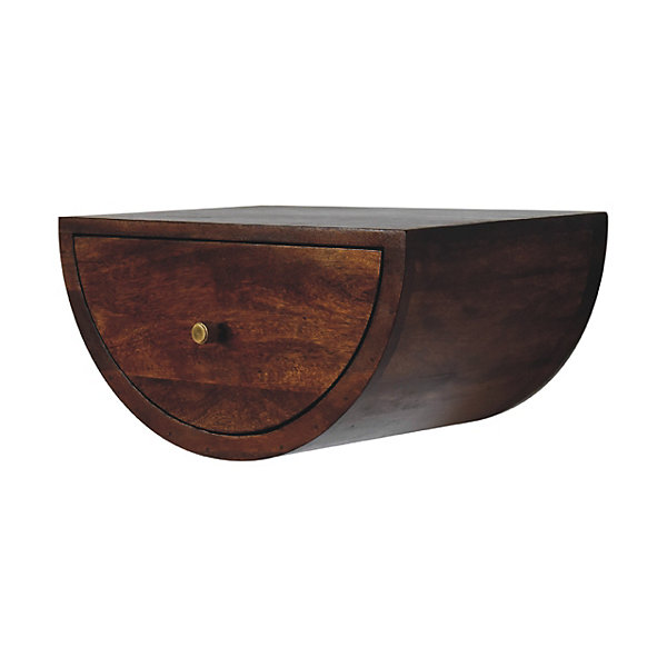 Artisan Furniture Table de chevet flottante en bois massif de châtaignier, 1 tiroir, brun foncé