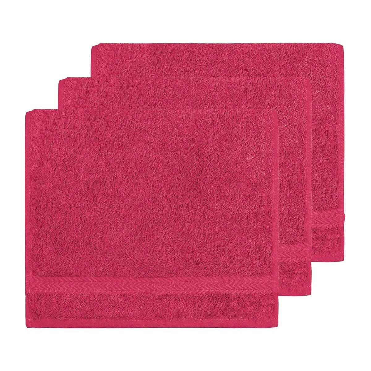LUXURY - Lot de 3 serviettes invité 550gr/m²  rose indien 30x50 cm